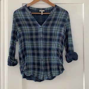 Joie “Dane” Metallic Plaid Button Down shirt